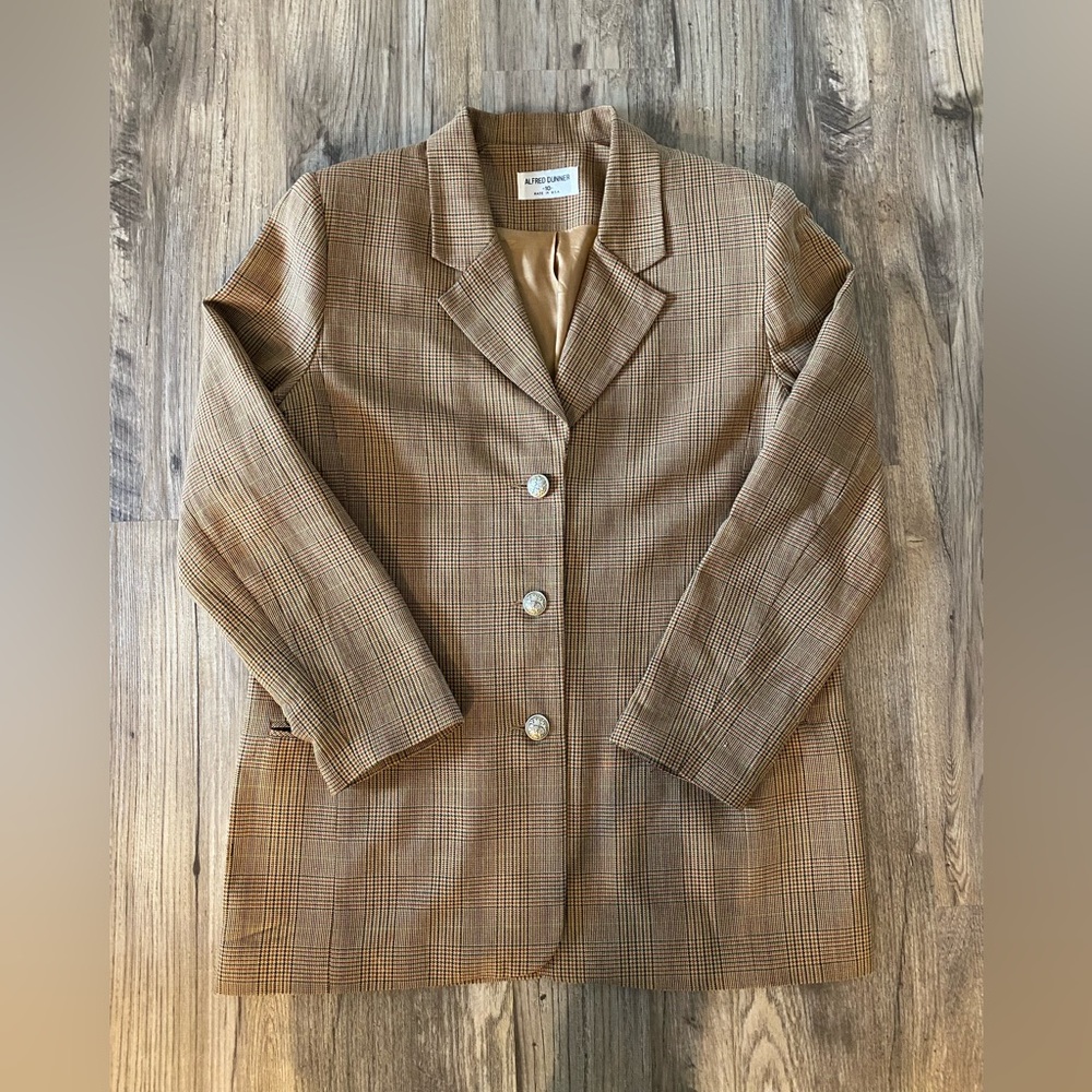 Alfred Dunner Tan Plaid Women's Blazer
